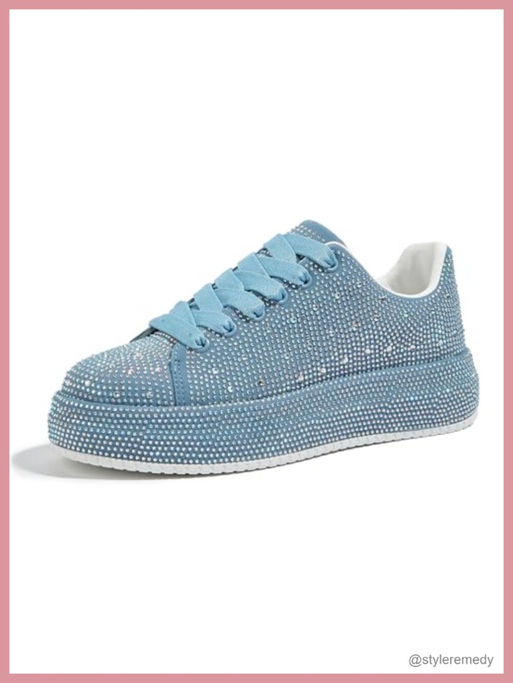 Rhinestone Platform Sneakers for Women - Dazzling Casual Walking Shoes with